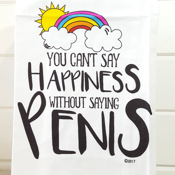 Front of you can't say happiness without saying penis rainbow towel