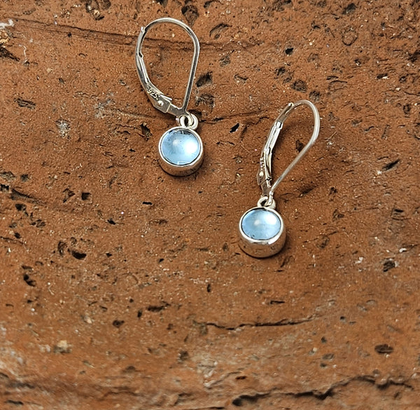 Sterling and Blue Topaz Drop Earrings with French Hook