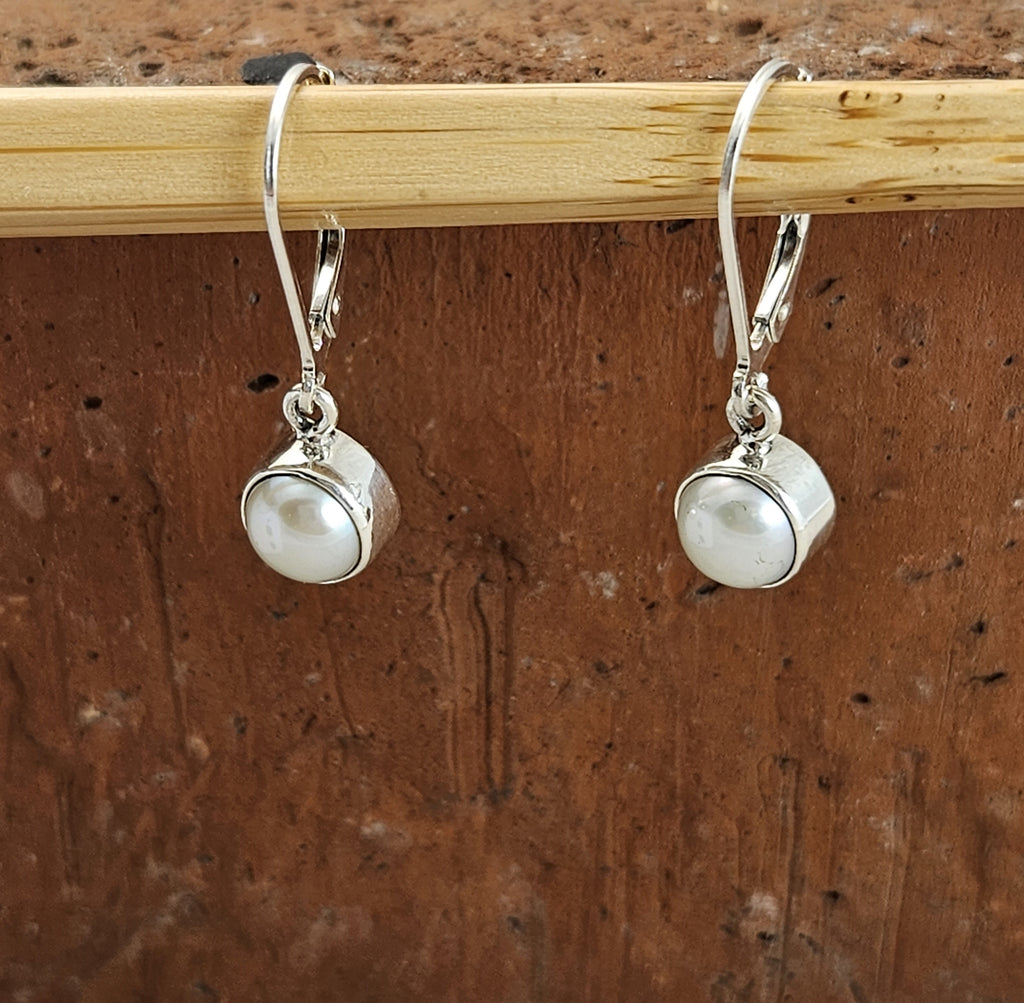 Pearl Drop Earrings with Sterling French Hook