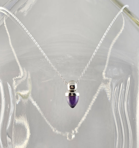 Amethyst Acorn Pendant with Sterling Silver Setting