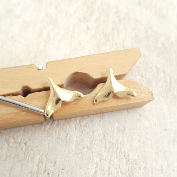 Gold Whale Tail Studs