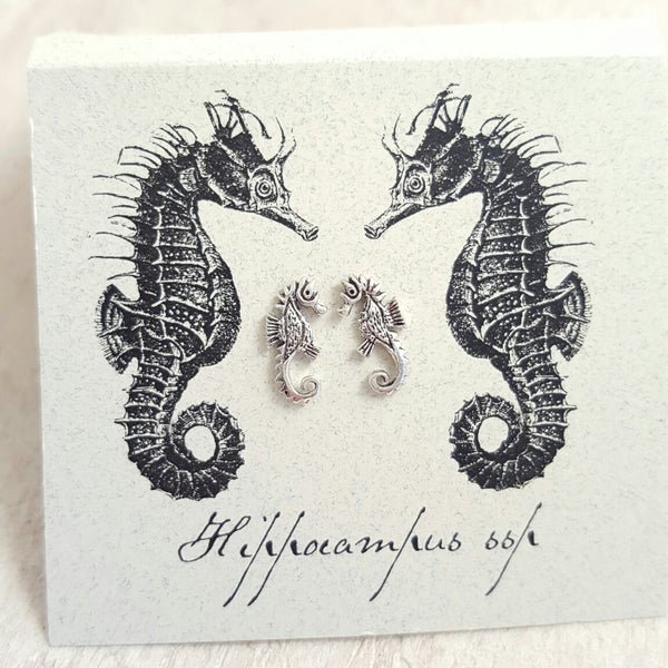 Silver Seahorse earring card