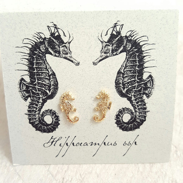 Gold Seahorse earring card