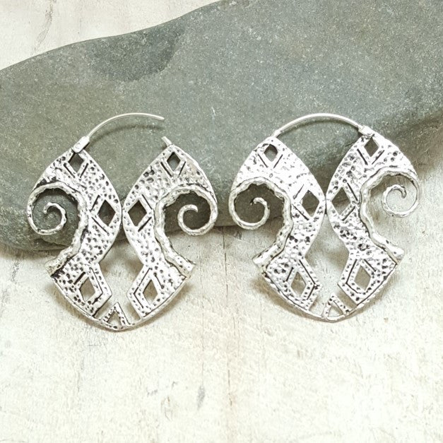 Inca Silver Hoop Earrings