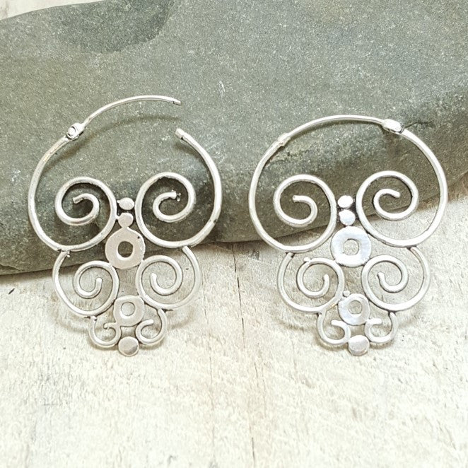 Nazca Silver Hoop Earrings