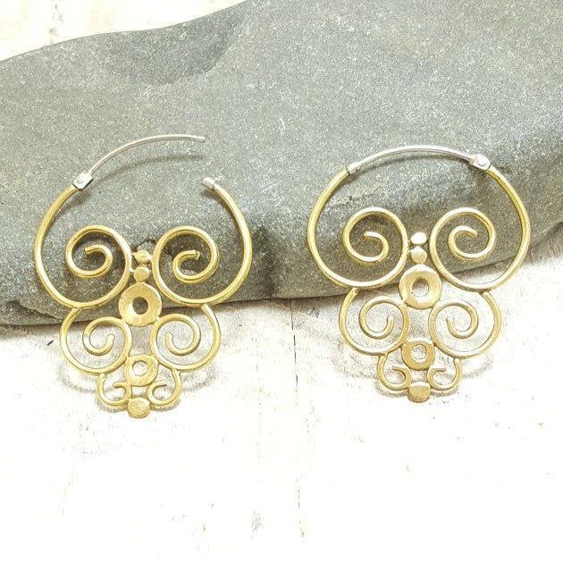Nazca Brass Hoop Earrings
