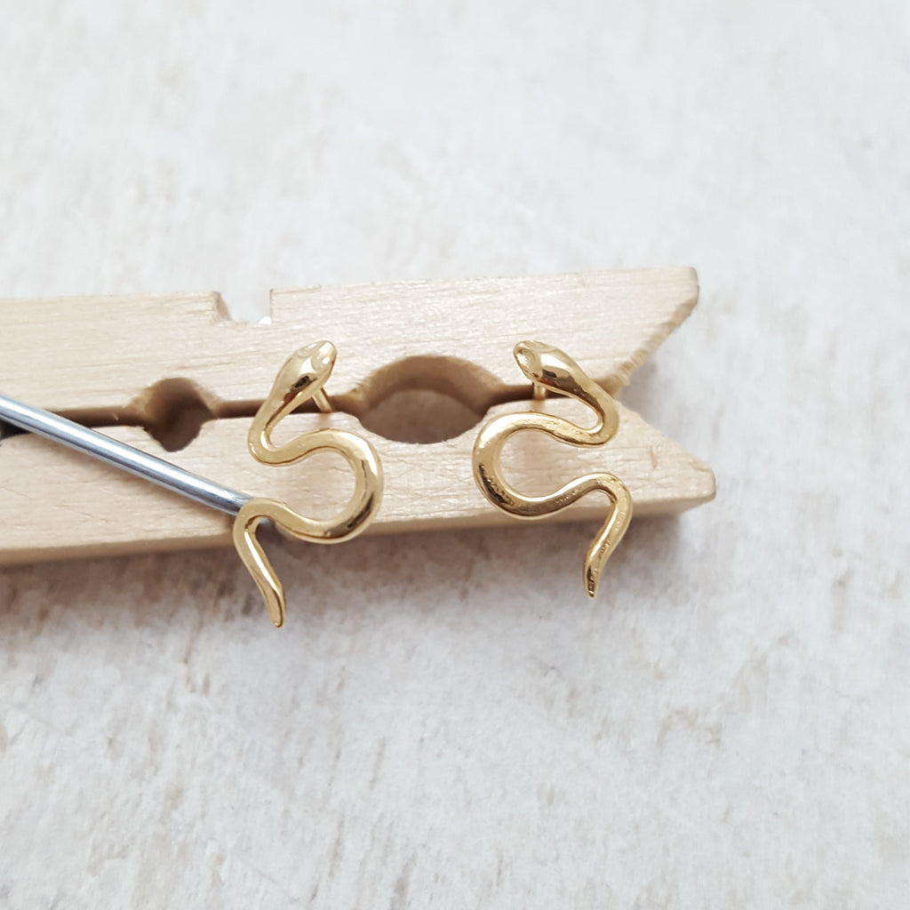 Small Gold Snake Studs