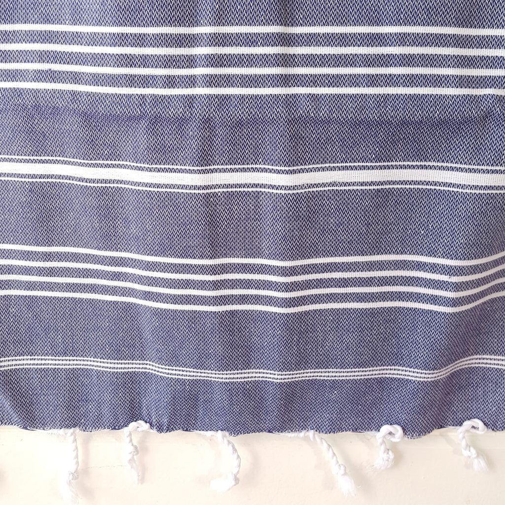 Close up of Sultan Hand Towel in Navy