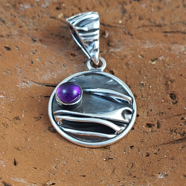 Squashed Pendant with Amethyst