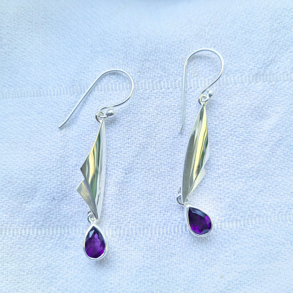 Sail Earrings with Amethyst