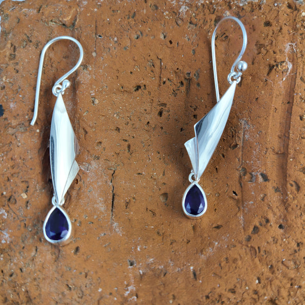 Sail Earrings with Amethyst