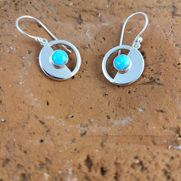 Half Circle Earrings with Turquoise