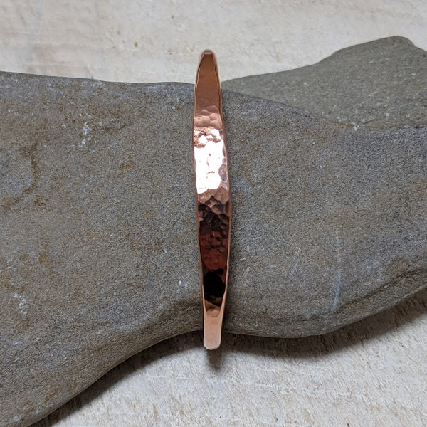 front view of hammered copper cuff