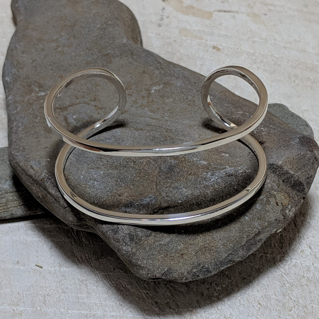 front view of riley cuff bracelet in silver