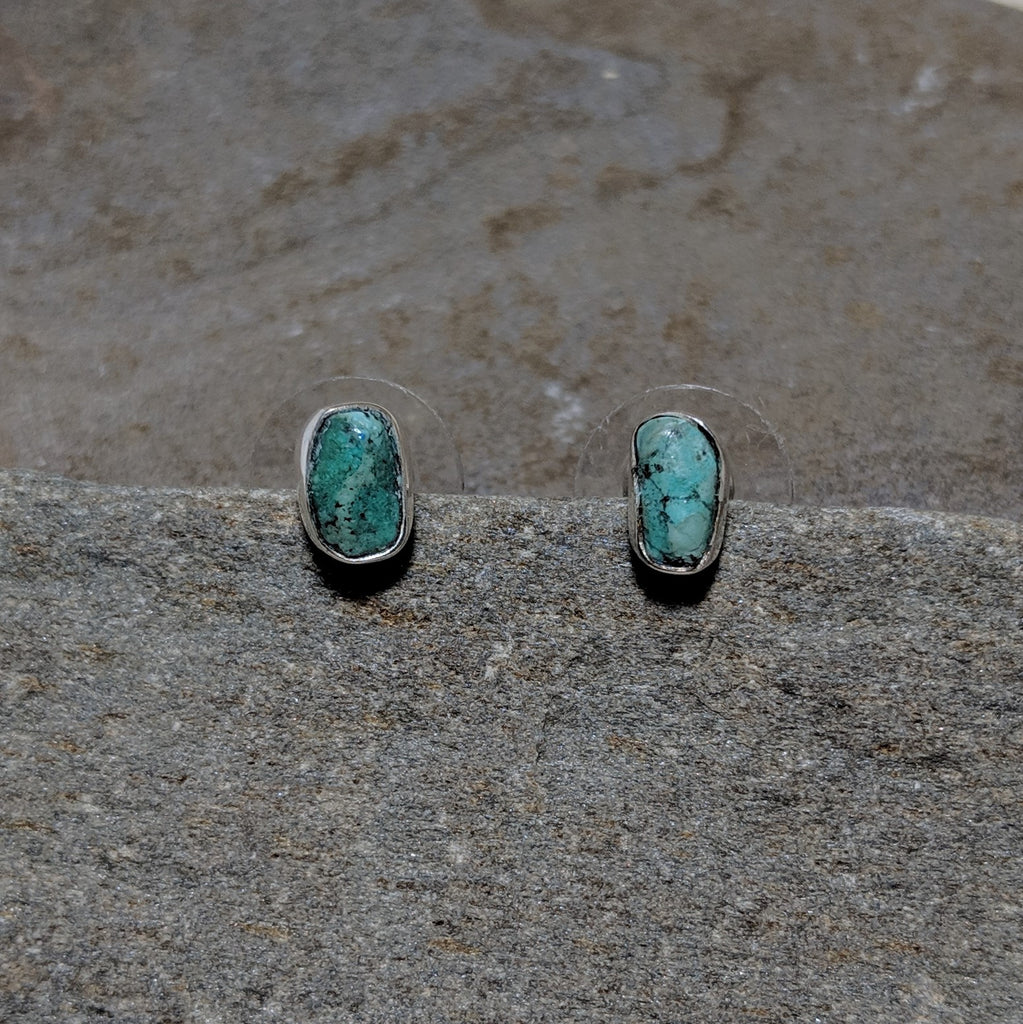 Front of Turquoise Rocha Studs in silver