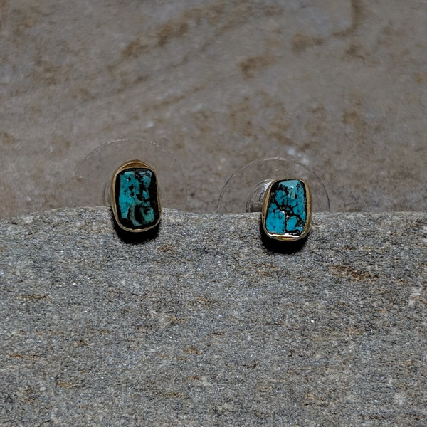 Front of Turquoise Rocha Studs in gold