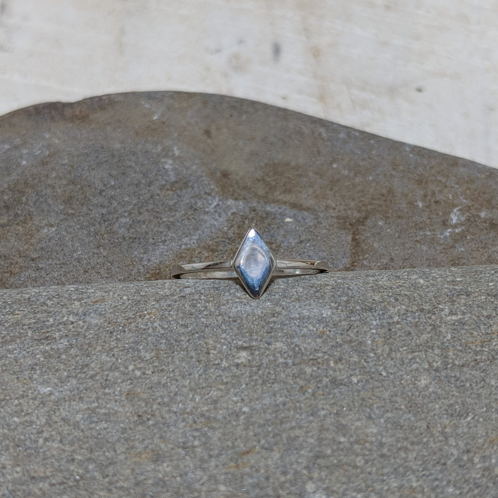 Front of silver diamond ring