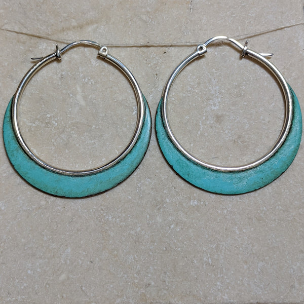 hoops with copper blades with patina