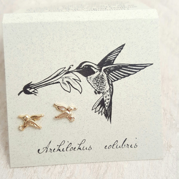 Gold Hummingbird earring card